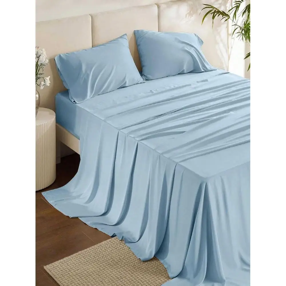 

Комплект бамбуковых простыней ко Дню матери, 3-4 предмета, из бамбукового вискозного волокна, с глубоким карманом 16 дюймов, охлаждающие простыни для кровати, дышащие и похожие на шелк