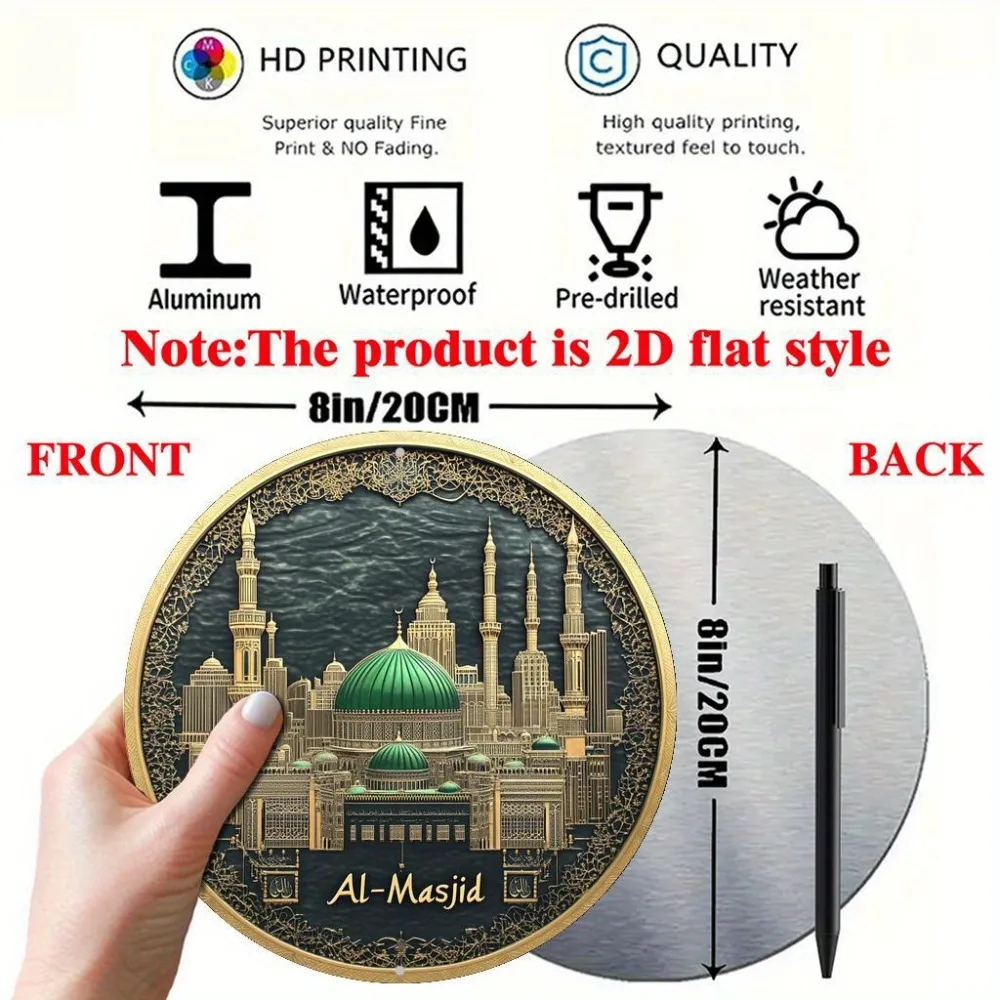 Islamic Gold Kaaba Aluminum Wall Art 8 Inch Waterproof Durable Home Office Decor