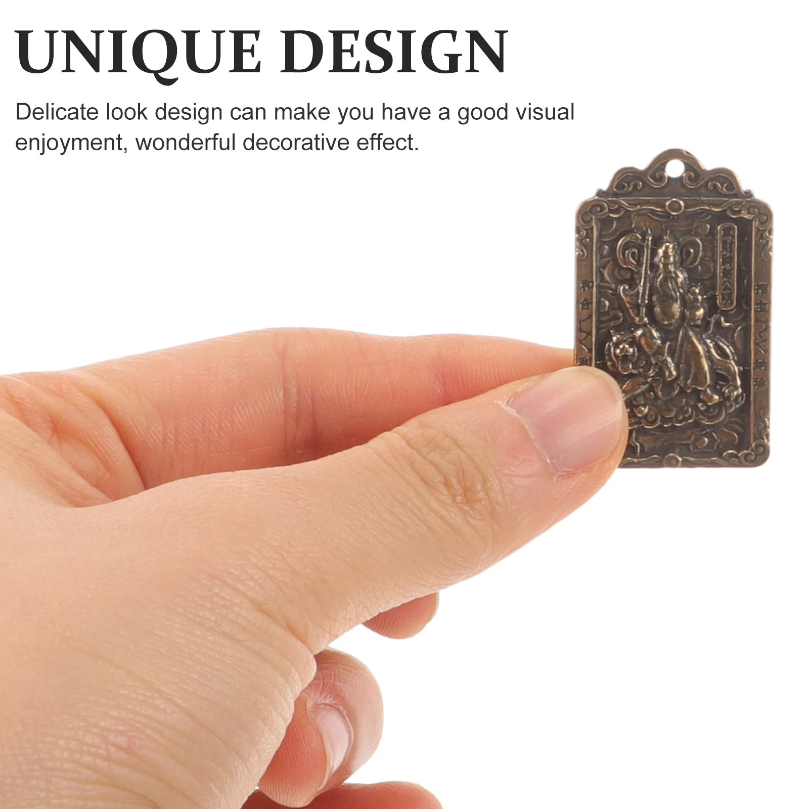 

10Pcs Chinese Amulet Pendant The God of Fortune Card Protection Luck Pendant Small Metal Auspicious Amulet Decor