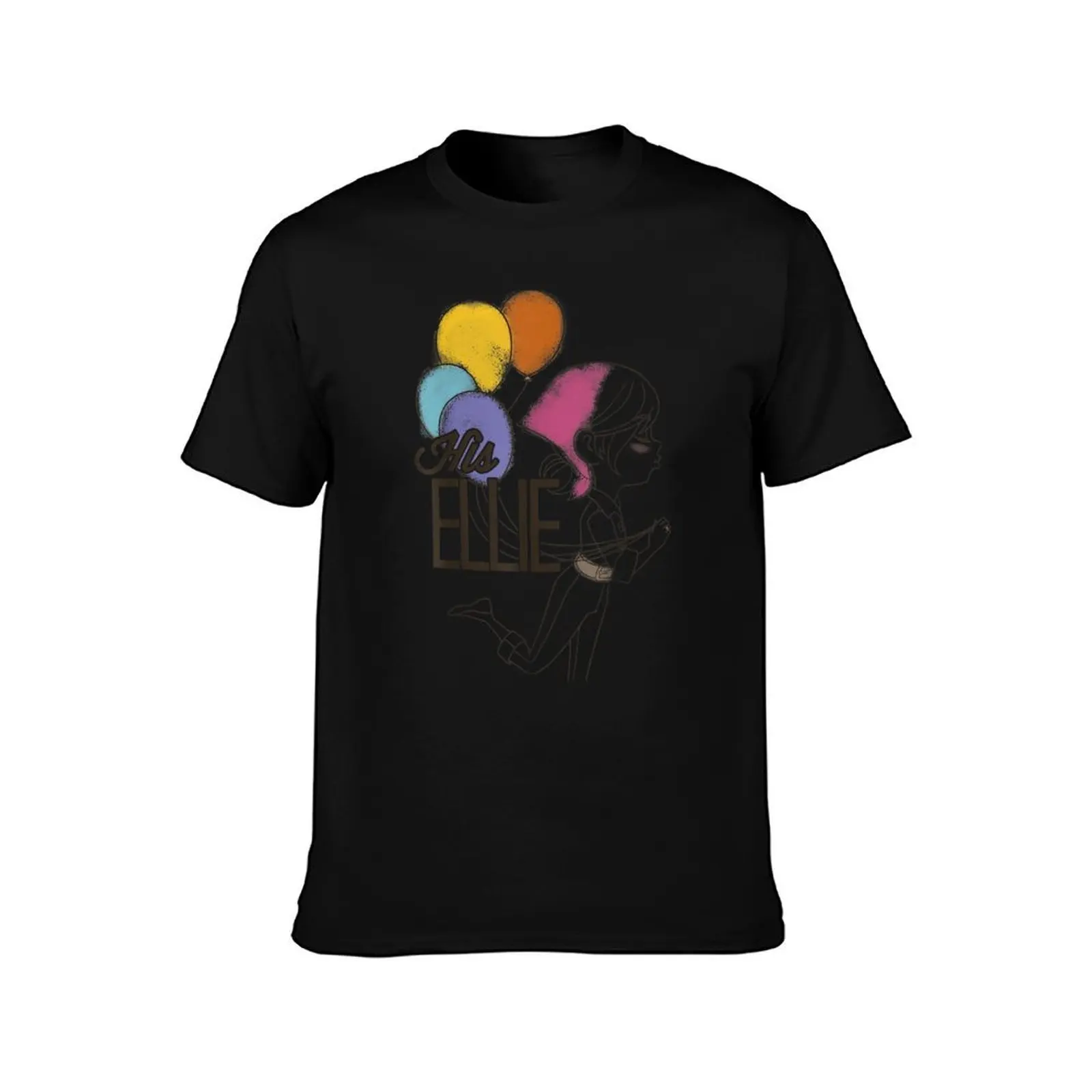 Up His Ellie Balloons Sketch Graphic T-Shirt, Summer Casual Cotton Tee, Oversized Streetwear Tops, Vintage Graphic Print