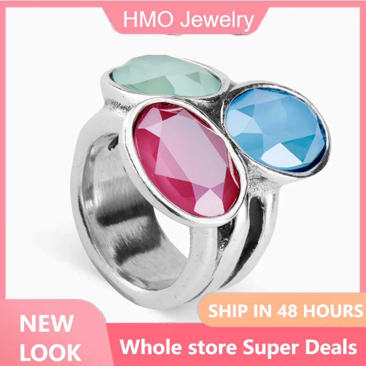 

2024 Original Design Spain UNO de50 Jewelry Fashion Luxury Tricolor Gemstone Ring Women's High Quality Valentine's Day Gift