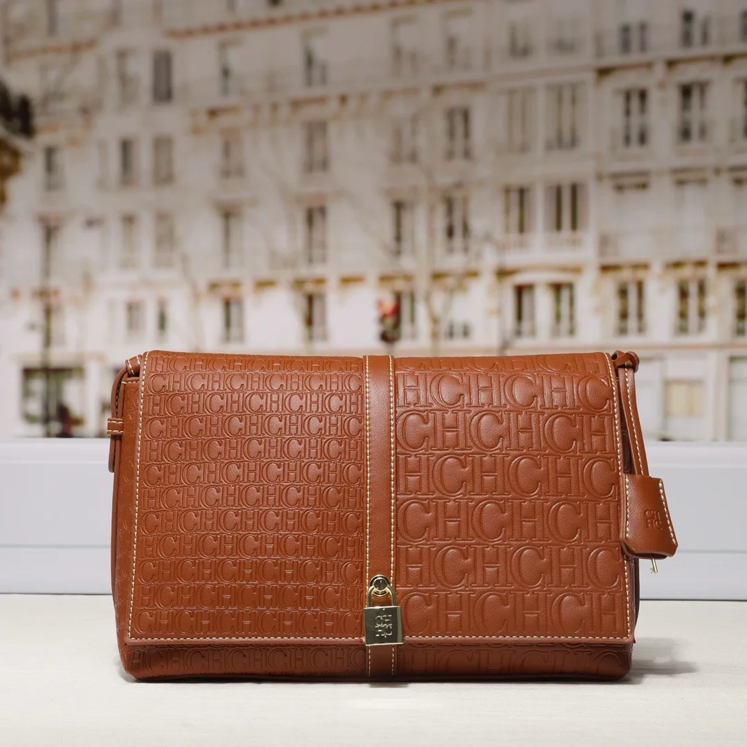 CH Embossed Letter Envelope Crossbody Bag Women Vintage PU Leather Flip Shoulder Messenger Handbag
