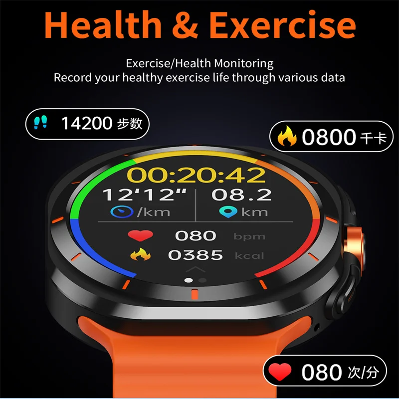 New 2024 IP68 Sports Smart  Watch for Men  Women Bluetooth link 100+ sport modes Compass alarm clock Multi-language support