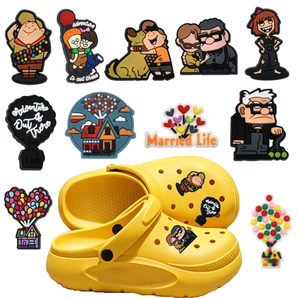 11-100Pcs Cartoon Balloon House Series PVC Shoe Charms Accessories DIY Detachable Wristband Decoration Men Women Party Gifts