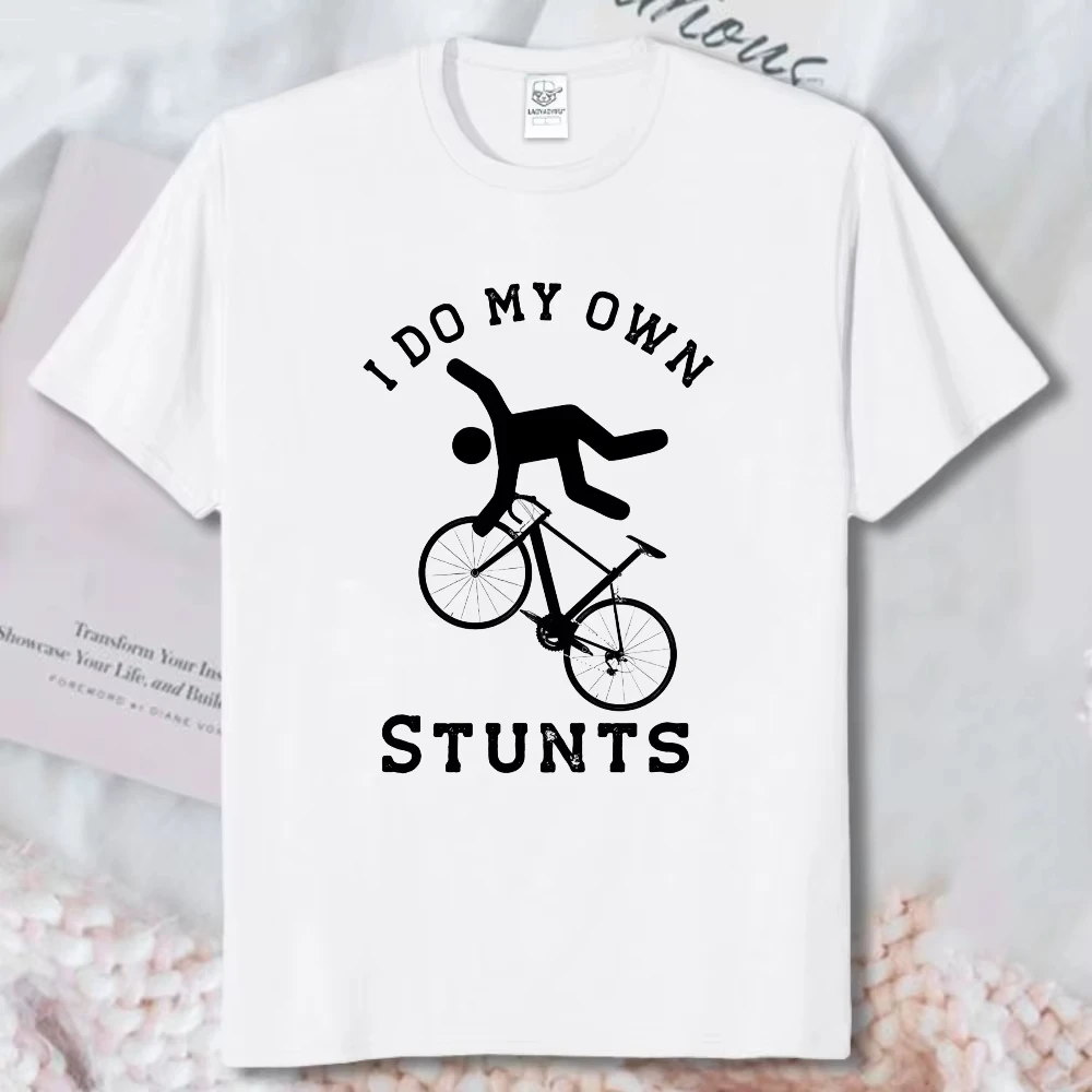 I Do My Own Stunts Shirt Bicycle Stunts T-Shirt Funny Biking Injury Graphic Tees Trendy BMX Bike Unisex Cotton Tops Humor Tshirt