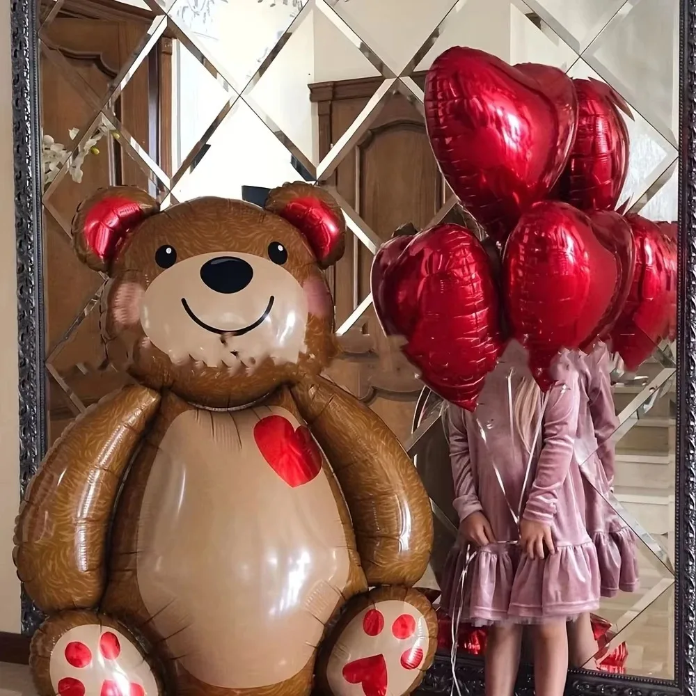 NEW Children's Birthday Wedding Party Cake Decoration Mom Shower Background Huge Bear Aluminum Film Balloon Hug Bear - view 3