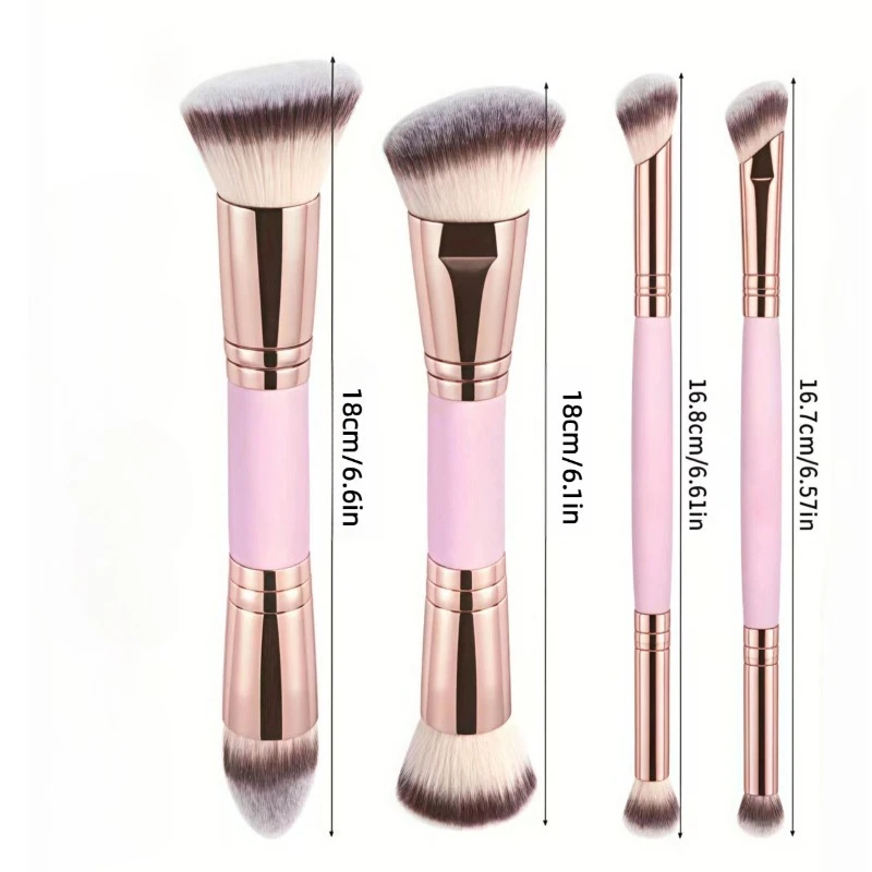 4pcs Dual-ended Basic Makeup Brushes Set With Box Foundations Powder Blush Details for Eyeshadow Brushes Beginner Travel