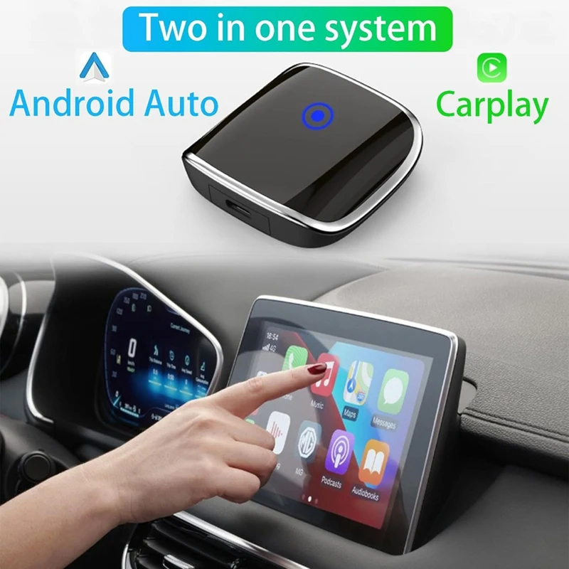 Adaptador inalámbrico Carplay Android Auto, Dongle inalámbrico 2 en 1 convierte Android Auto/Carplay con cable a inalámbrico