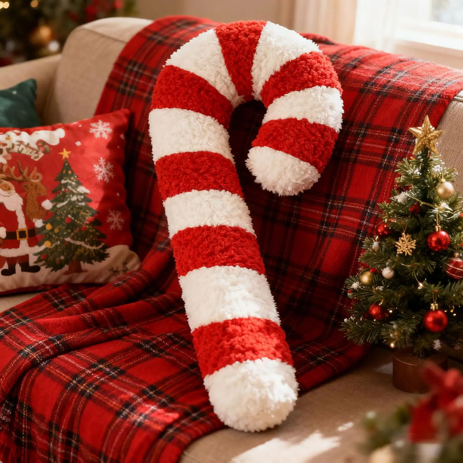 Christmas Soft Plush Candy Cushion Universal candy-throwing cushions for Living Room Sofa Chair Apartment Dorm Den