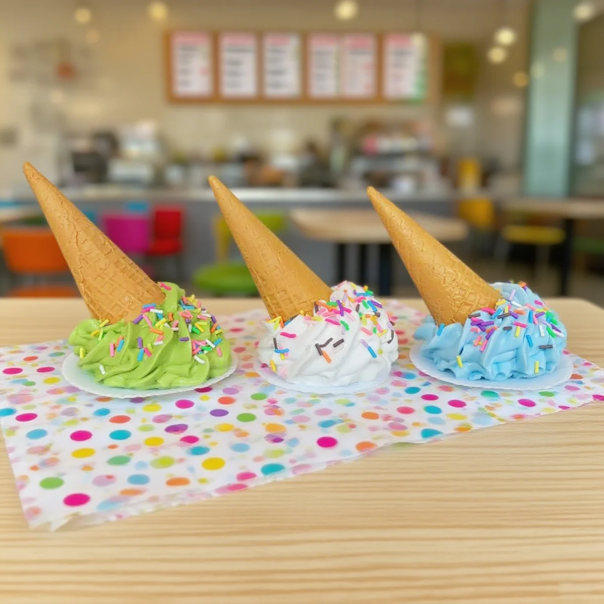 Ultra-realistisches gefälschtes gefallenes Eiscreme-Modell, lebensechte, fallende, geschmolzene Dessert-Requisite für Streichgeschenke, TikTok-Viervideos, Fotografie – Detail 6