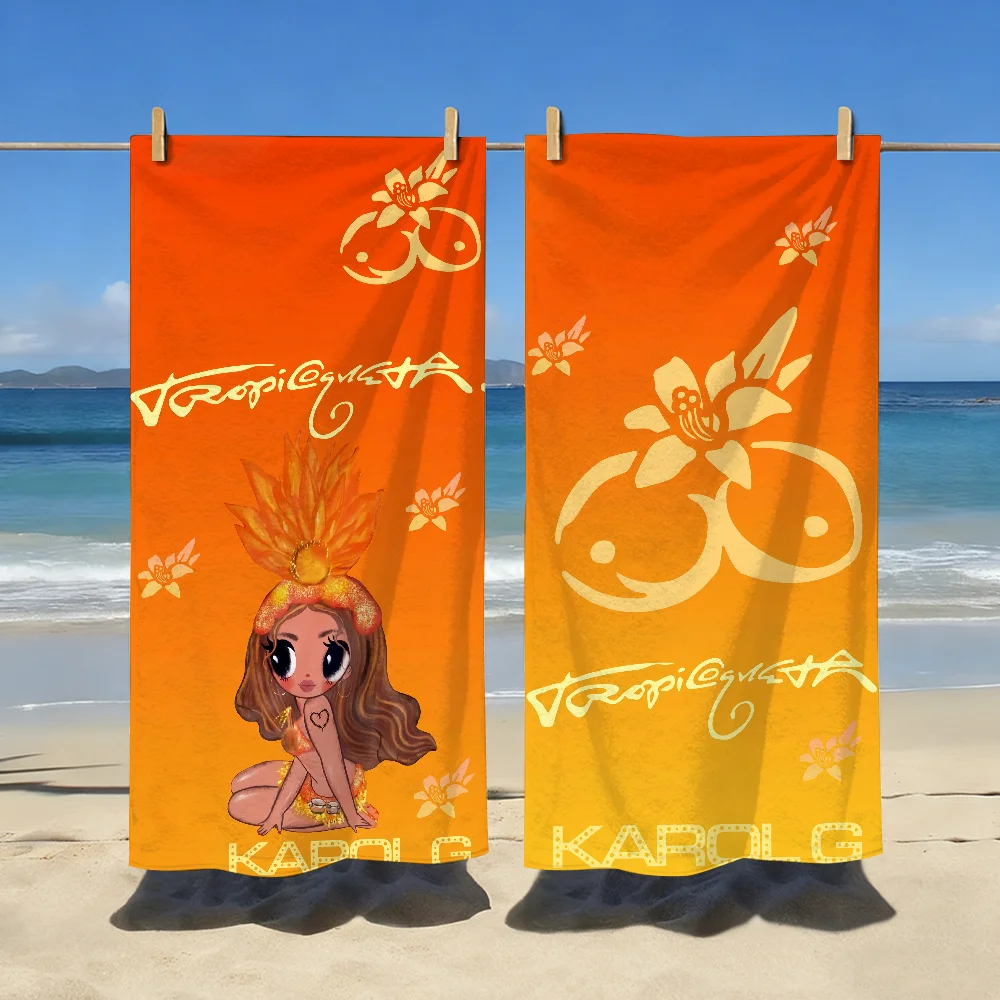 Singer Karol G Tropicoqueta Towel Soft Pool Gift For Travel Gym Shower Camping Quick Dry Sports Large Beach Towels