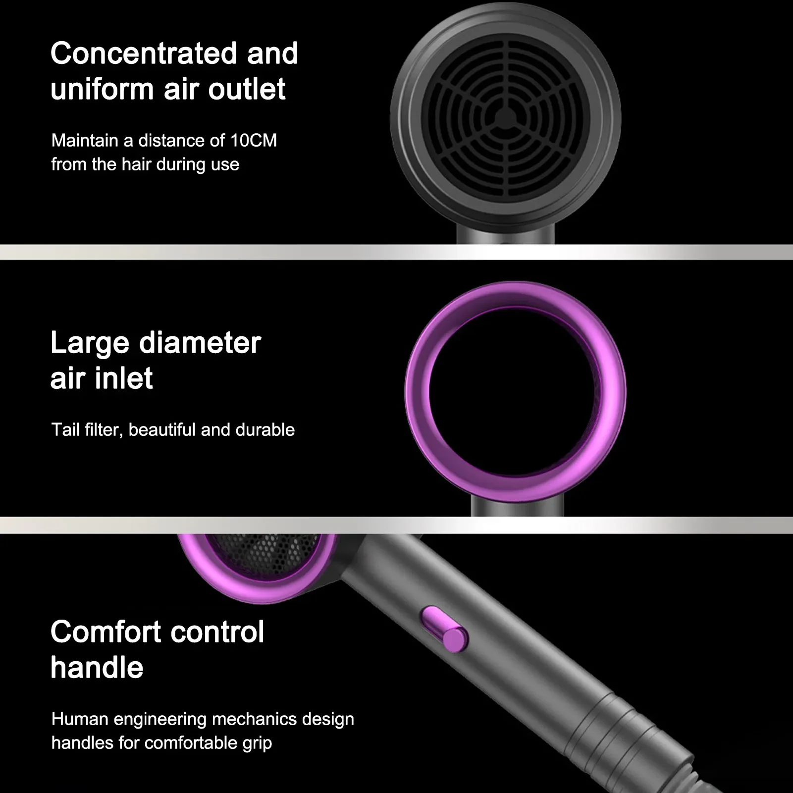 Высокоскоростной фен с отрицательными ионами, сверхтихий, рекомендуемый профессиональный фен с высокой мощностью ветра для домашних парикмахерских, 2025 г.
