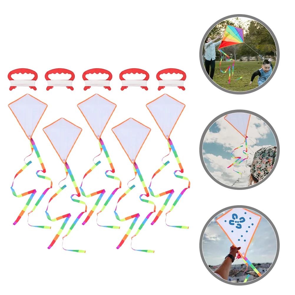 

5 Sets Material Child Outdoor Toys for Kids Kite Making Craft Cloth Paper Kites Bulk