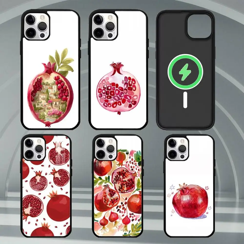 

F-Food Fruit Red Pomegranate Phone Case For iPhone17,16,15,14,13,12,11 Plus,Pro Max Magnetic For Magsafe Wireless Charging