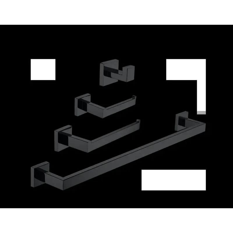 for 4 Piece Bathroom Accessory Set Matte Black Steel Hardware Wall Mounted Square Design
