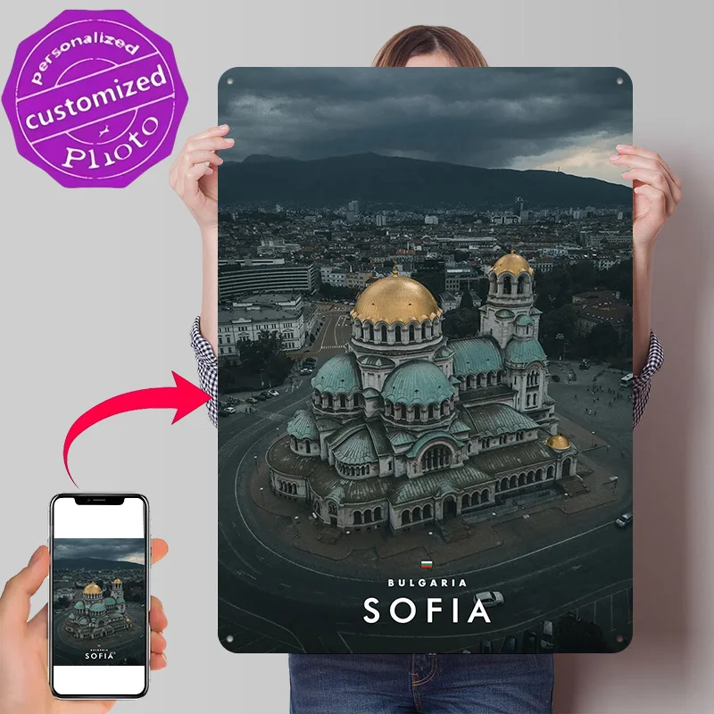 Alexander Nevsky Cathedral in Sofia Bulgaria 3D Printed Texture Poster Personalized Wall Art Retro Metal Tin Signs for Wand Deko