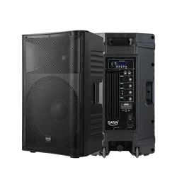 DASN SCB15AC 15 Inch 720W 2 Way Professional Active Plastic Full Frequency MP3 DJ Stage Home Playground PA Speaker with Wheels