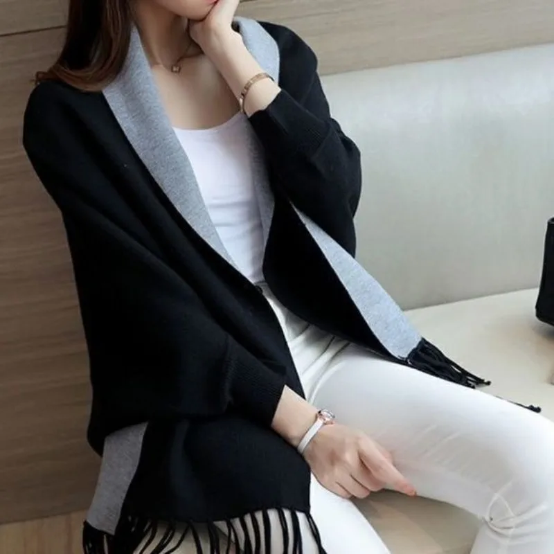 

Свитер-шаль, вязаный кардиган, осенне-зимняя шаль, теплая рубашка с летучей мышью, свободный плащ, куртка для женщин, толстая JJ73