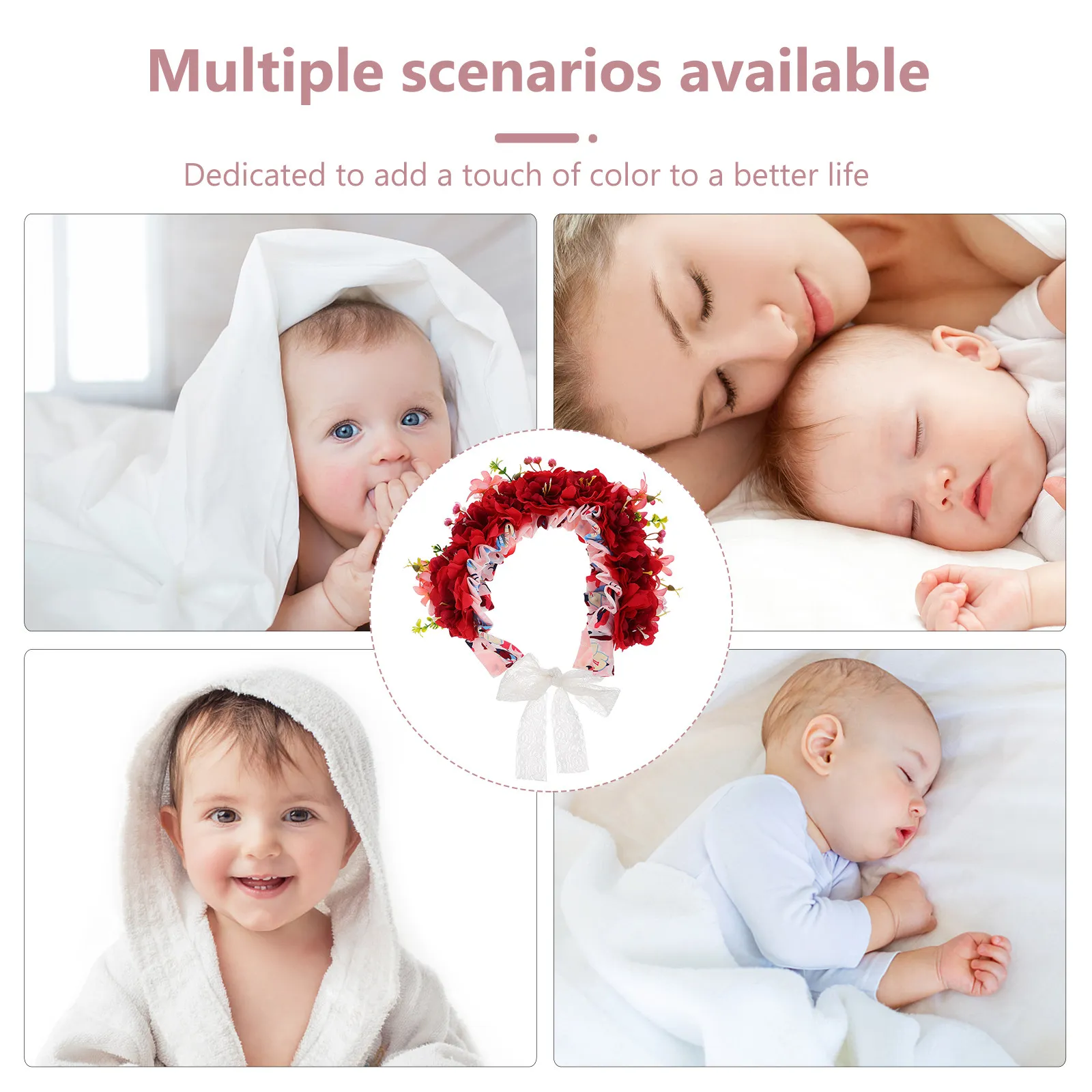 

Повязки на голову для новорожденных девочек, повязка на голову с цветком для маленьких девочек, мягкая, не давящая на голову конструкция, идеально подходит для фотосессий, разные цвета