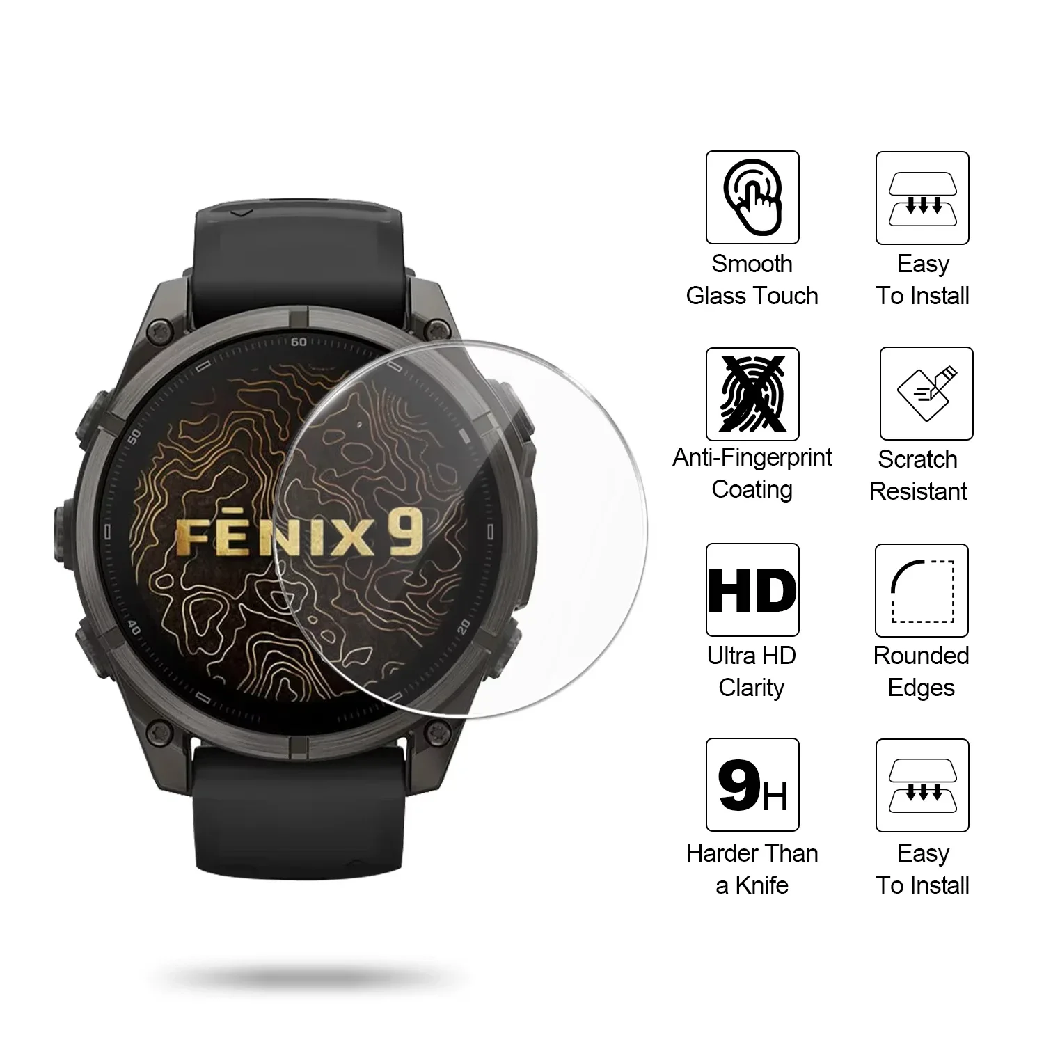 HD Clear Tempered Glass For Garmin Fenix 9 Pro 9 8 51mm 47mm Smartwatch Screen Protector Glass Anti-scratch Film Accessories