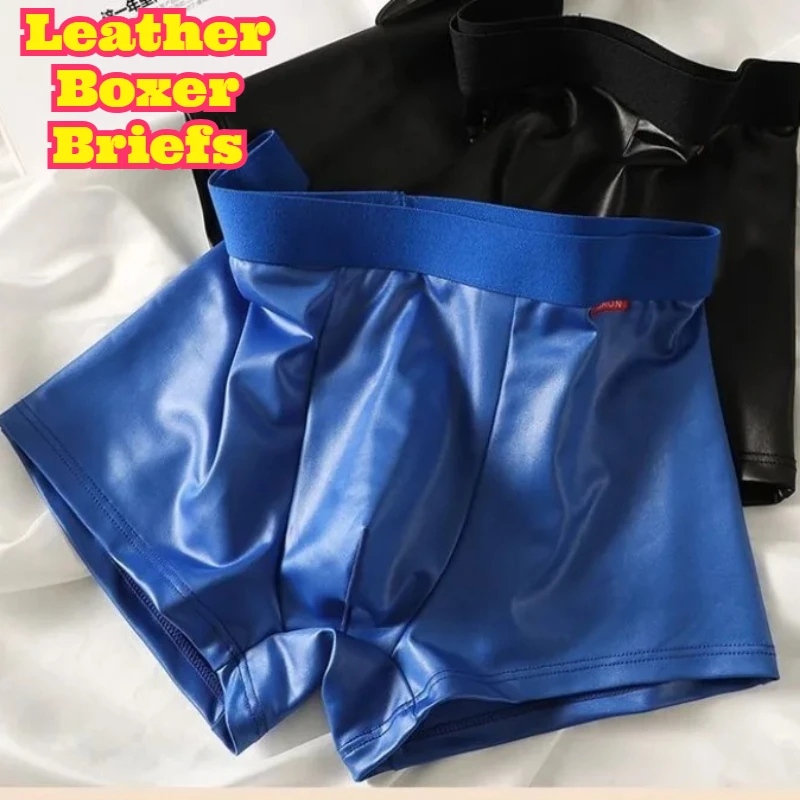 

Men Faux Leather Boxer Briefs Luxury Sexy Stylish Underwear Comfortable Sporty Breathable Daily Fashion Boxer Shorts Men New