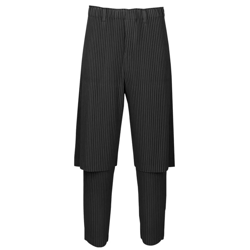 Miyake Pleated Japanese Casual Pants Men's Spring Summer Work Loose Teenage Sweatpants Simple Fashion Harem Pants