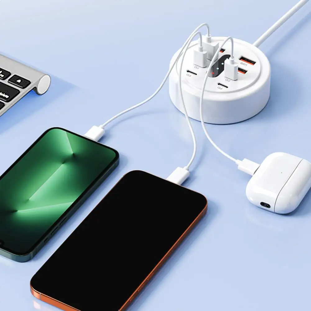 USB Charging Station 8 Port USB C PD Fast Charger 4 USB 4 Type C Multiport Desktop Charging Hub