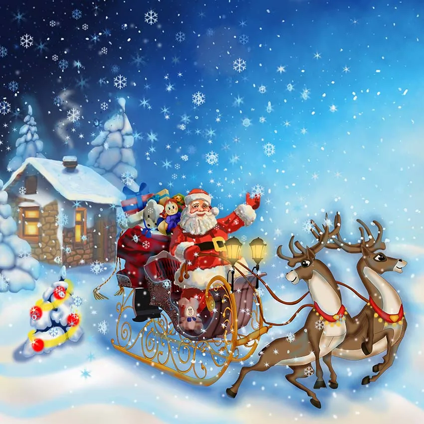 Santa Claus Raindeer Children Photo Backgrounds Portrait Christmas Photogrphy Backdrop For Photo Studio Banner Acessories Props