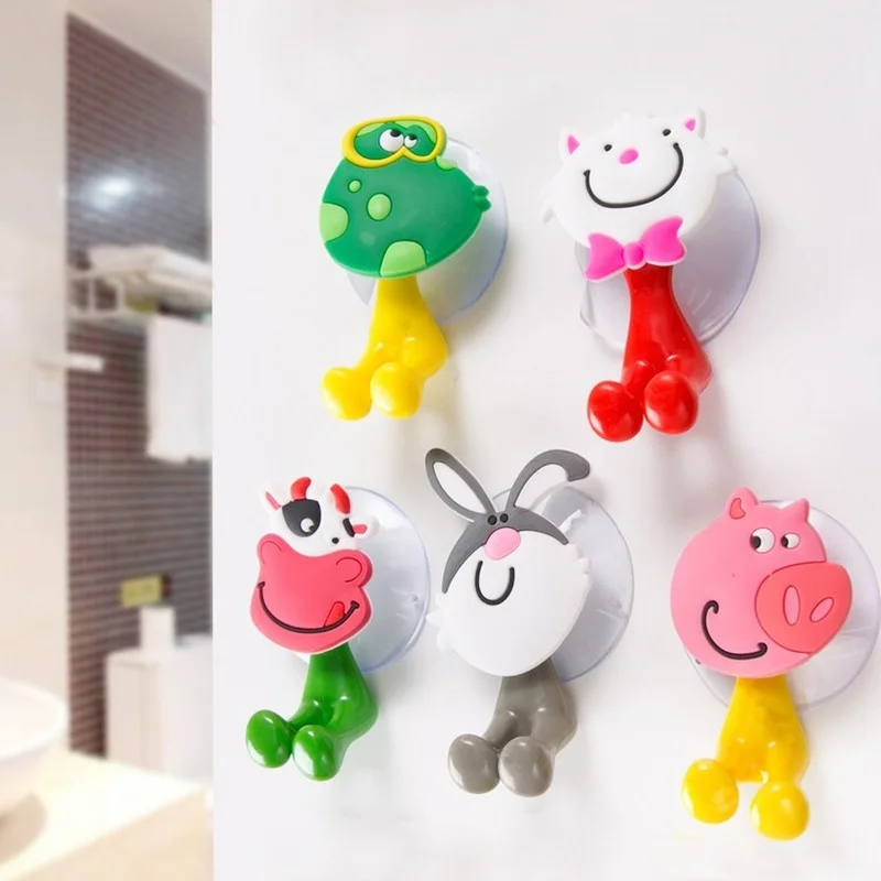 Toothbrush Holder Cartoon Animal Suction Cup Sucker Hooks for Children's Bathroom Multifunctional Toothpaste Holder Eco-Friendly