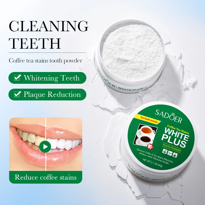 

Whitening tooth powder, removes smoke stains, removes yellow teeth, cleanses tartar, freshens breath,suitable for both men women