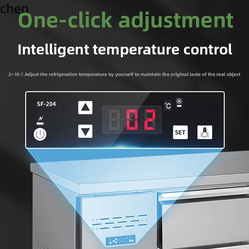 Tipo gaveta HTT freezer refrigerado bancada de trabalho refrigerada a ar cozinha refrigerador de plataforma horizontal de manutenção fresca
