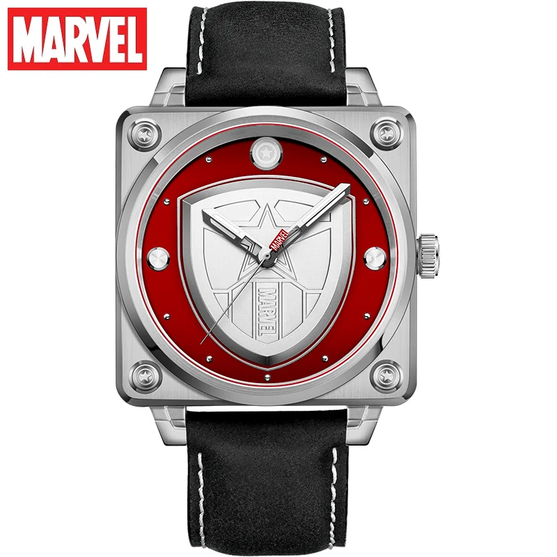 

MARVEL Original Men Rectangle Quartz Wristwatch The Avengers Super Hero Steel Case Coated Glass Male Military Relogio Masculino