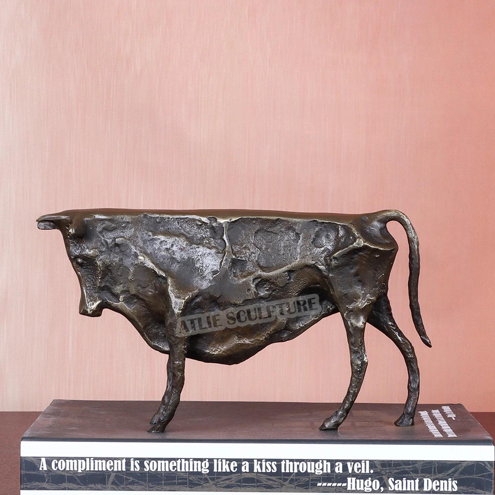 

Abstract Bull Statue by Picasso Bronze Replica Famous Animal Sculpture Figurine Art Collection Home Decor