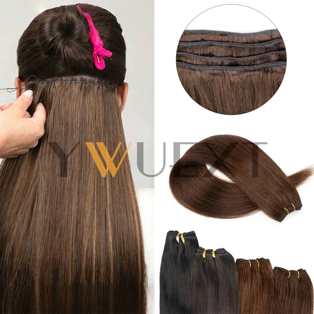 شعر طبيعي مفرود ينسج البرازيلي ريمي الشعر البشري حزم خياطة في لحمة ملحقات مستقيم 50 جرام/حزمة 12 "-24" الشعر الطبيعي #1