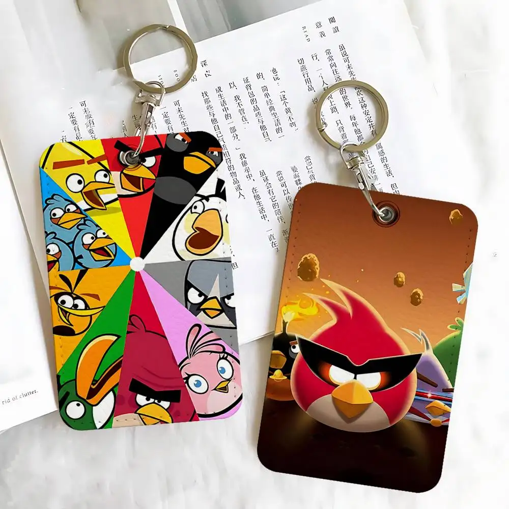 

Прямоугольный брелок для ключей с забавными птицами A-Angry, держатель для кредитных карт со значком, держатель для студенческого удостоверения личности, чехол для автобусных карт