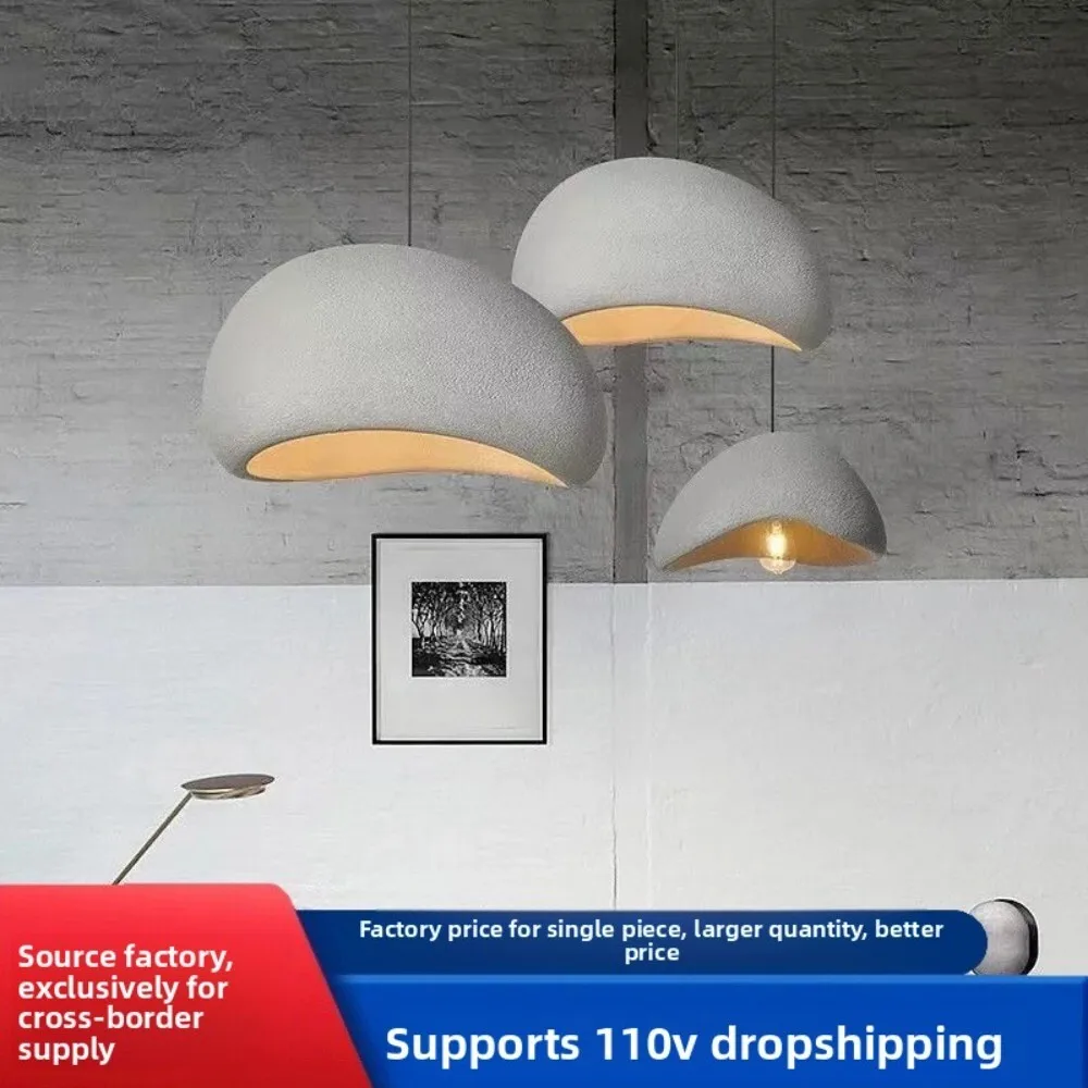 

Japanese Style Openwork Cream Pendant Lamp for Living Dining Room Homestay Hotel Villa Wabi Sabi Decor