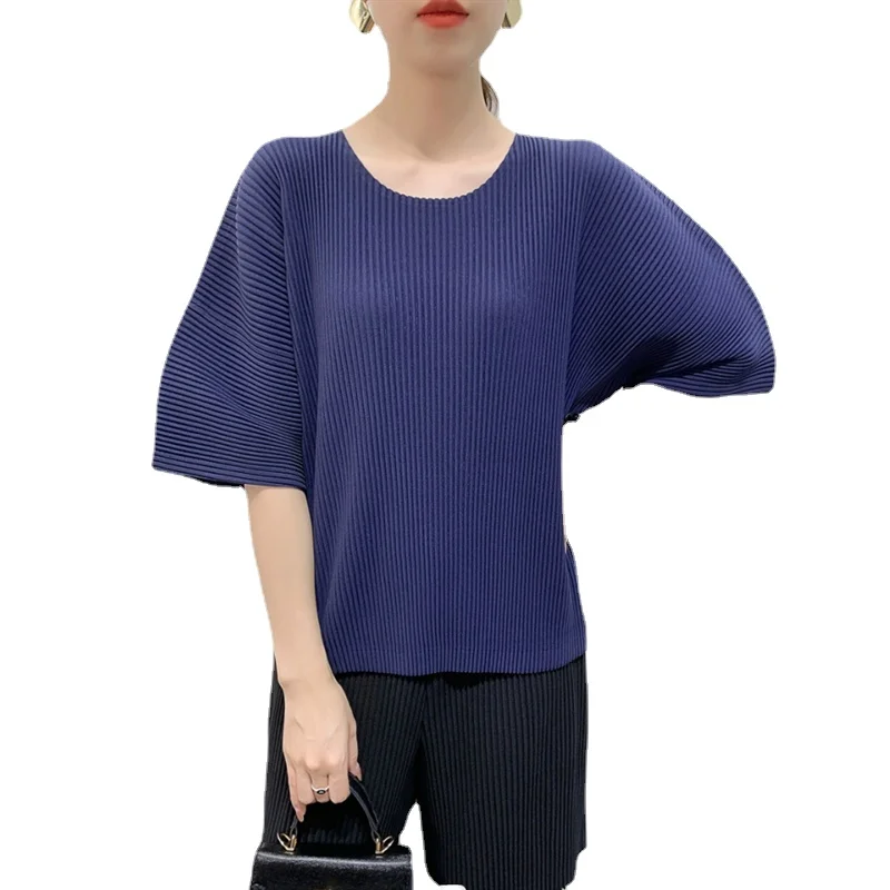 Imagem -06 - Top Plissado de Palito Grande Feminino Miyake Nova Moda Versão Coreana Tudo Combina Camiseta Casual Solta Primavera e Verão 2023