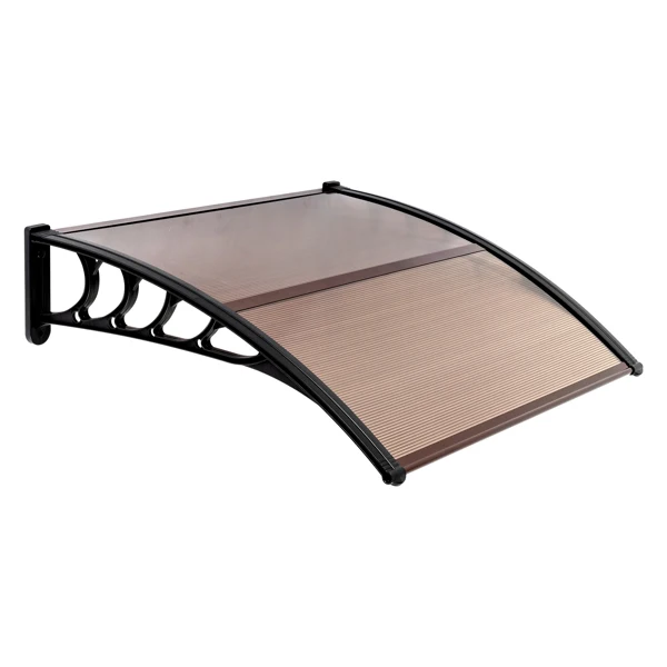 

100 x 96cm Household Application Door & Window Rain Cover Eaves Brown Board & Black Holder