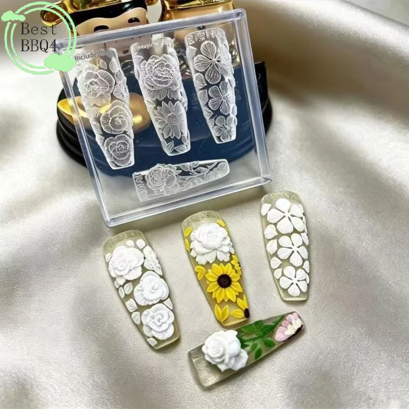 (BBQ4)3D 투명 실리콘 손톱 금형 DIY 네일 아 - Art Craft Template 리뷰 및 가격