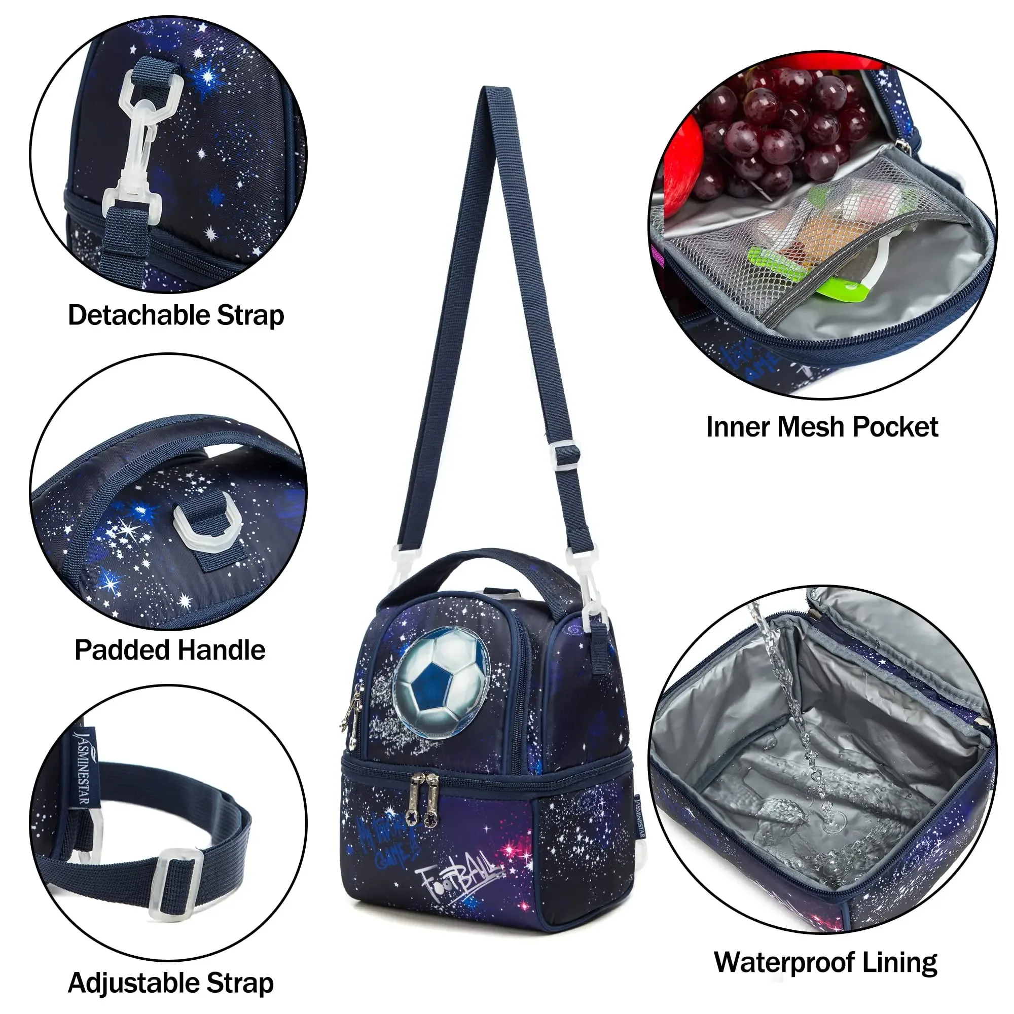 Lunch Boxes for Children Boys Insulated Tote Bag Thermal Food Bag Carrier Cooler Bag for School Outdoor Travel Trip Meal Boxes