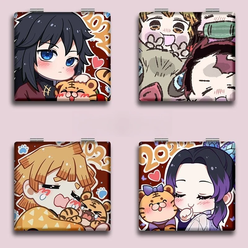 

Demon Slayer Makeup Mirror Anime Figure Kamado Nezuko Kamado Tanjirou Fold Portable Put On Makeup Small Mirror Woman'S Gift