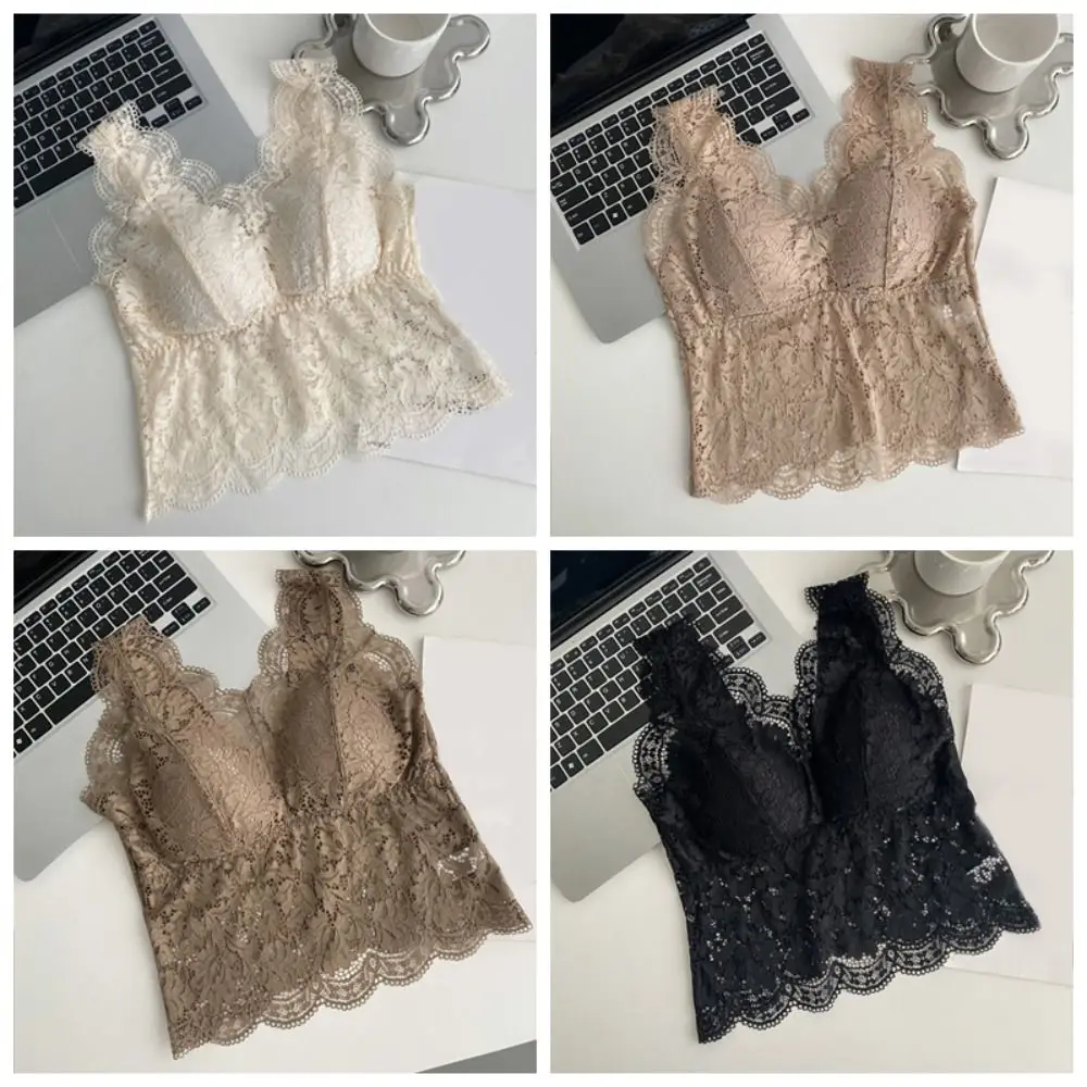 Süße Mesh Dünne Spitze Tiefem V Leibchen Ärmellose Transparente Spitze Crop Tops Slim Fit Unterhemd Hosenträger Weste Frühling Sommer