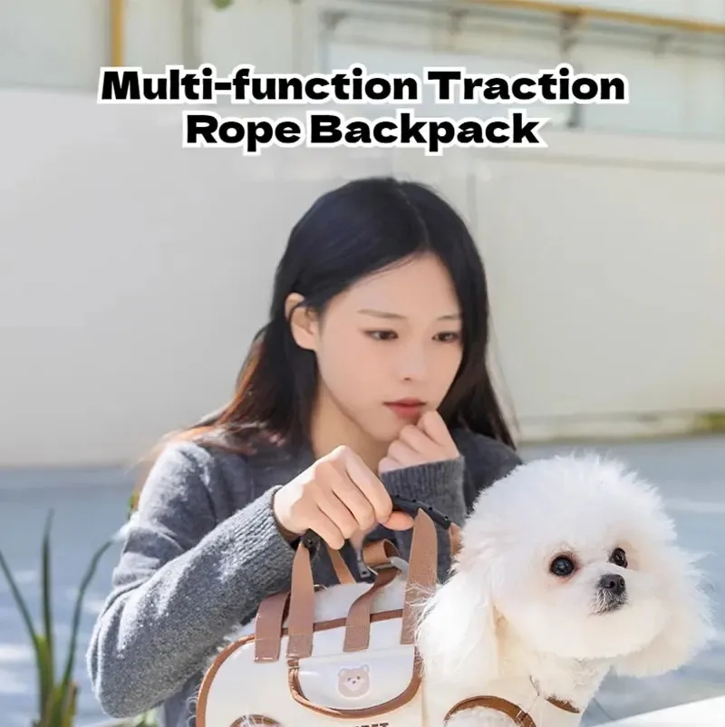 Tragbarer Multifunktions-Rückenträger, Doppel-Schulter-Hunderucksack, Umhängetasche für Haustiertransport, Atmungsaktive Outdoor-Haustiertasche – Detail 1