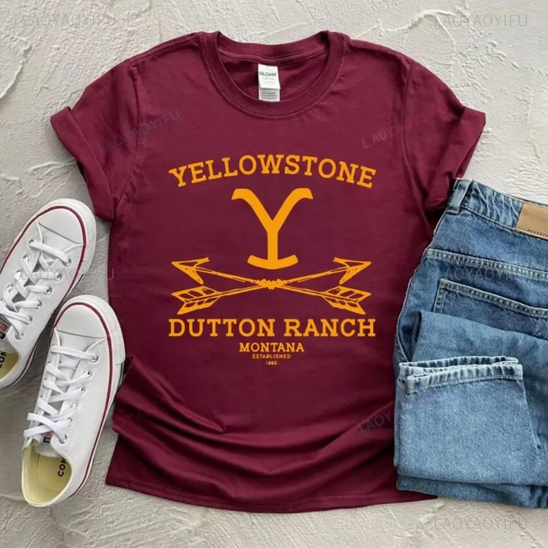 Dutton Ranch women T-shirt Yellowstone Ranch Beth Dutton Rip Wheeler Shirt Vintage Graphic Tee cotton Short Sleeve Gift for Fans