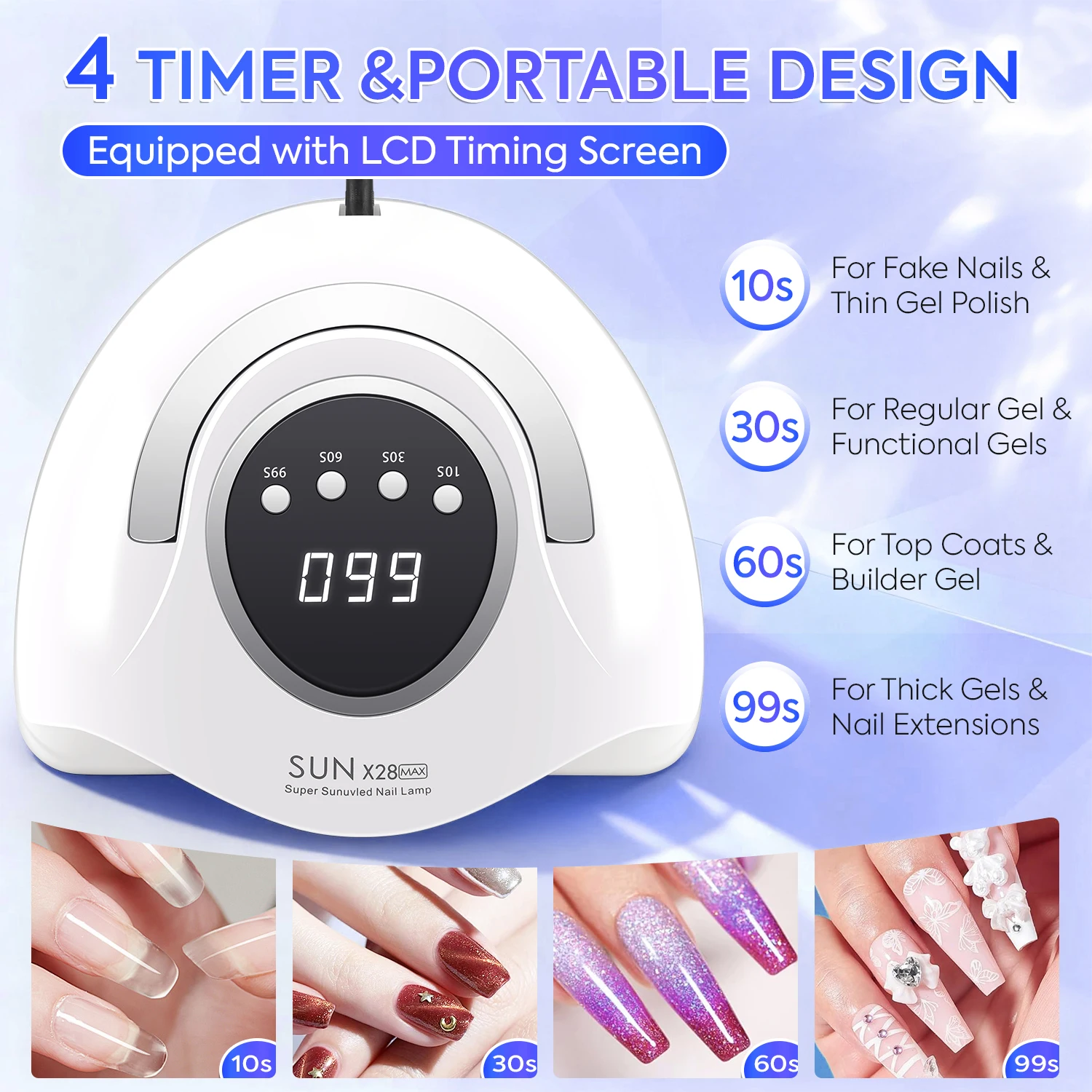 380W UV LED Asciugatrice per unghie Macchina per unghie 90LED Gel Polish Curing Lampada per manicure con manico Luci rosse Lampada per unghie per salone