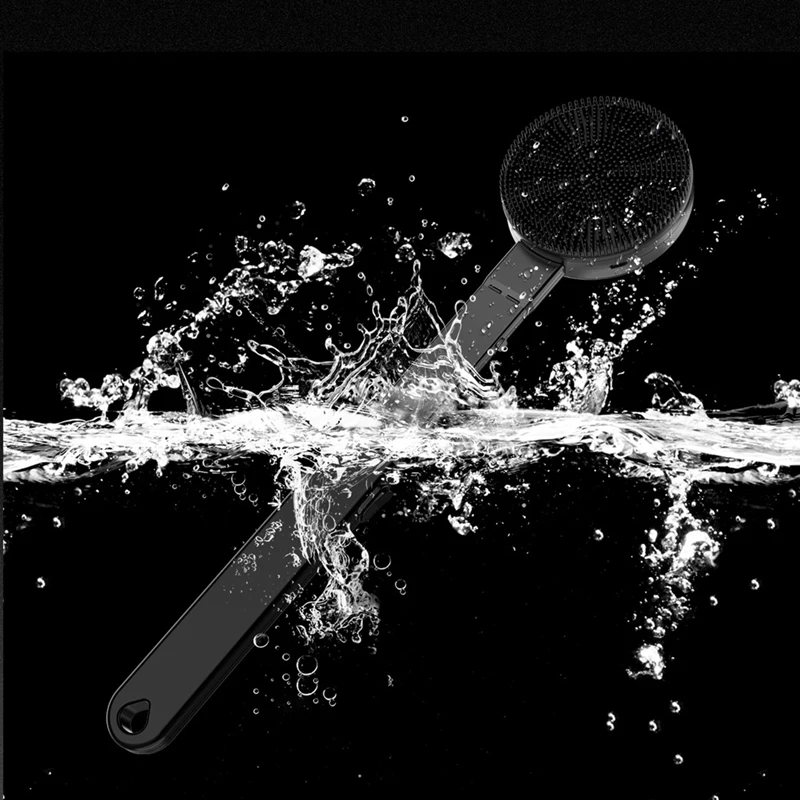 جهاز تنظيف الظهر بالاهتزاز من BAAG مع مقبض قابل للسحب، وفرشاة جسم من السيليكون قابلة لإعادة الشحن، وفرشاة حمام منزلية