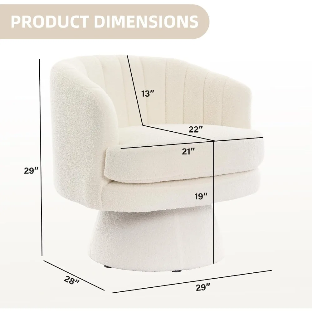 Swivel Accent Chair Set of 2, 360 Degree Barrel Chair with Armrest, Curve Back, Soft Cushion, Beige