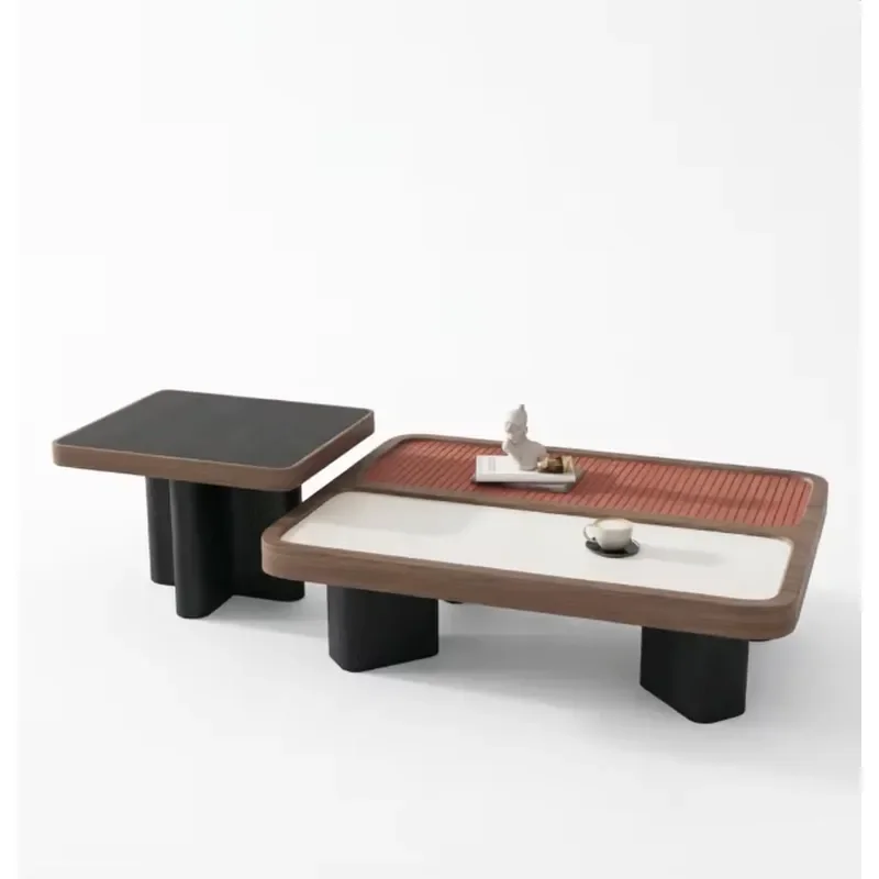 Modern Walnut Nesting Coffee Table Mid Century Living Room Furniture Center Table Minimalist Modern Coffee Table