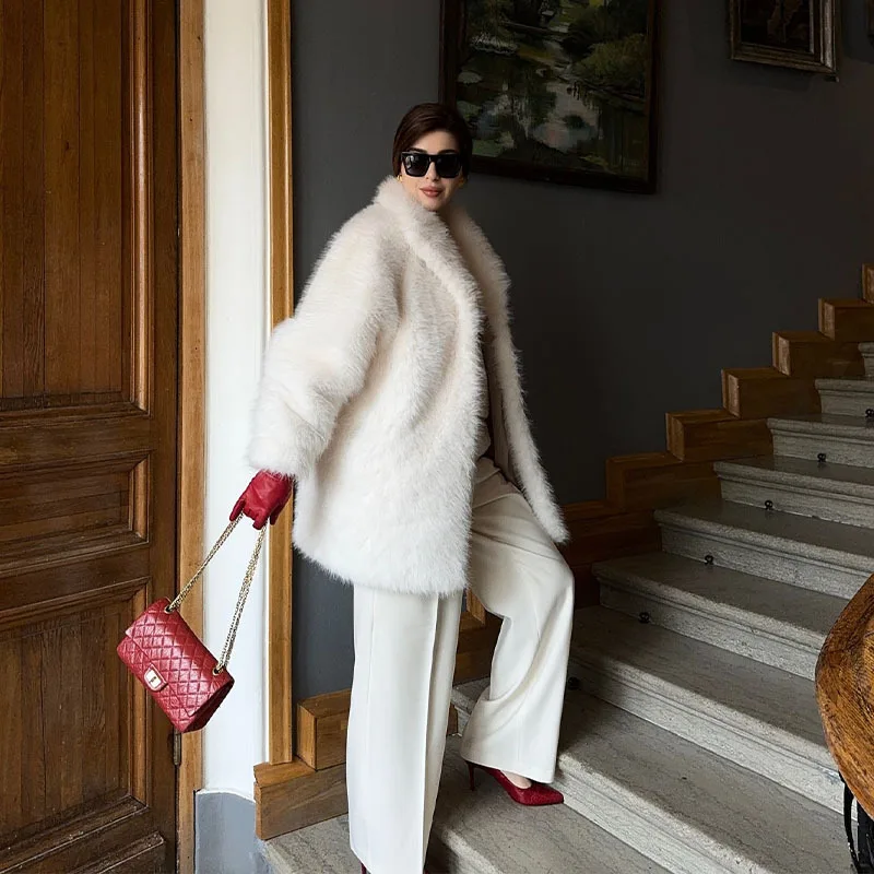 Elegante korte bontjas Dames pendelen Modieus Minimalistisch Nieuw Winter Bovenkleding Synthetisch leren jas Stijlvol Trendy