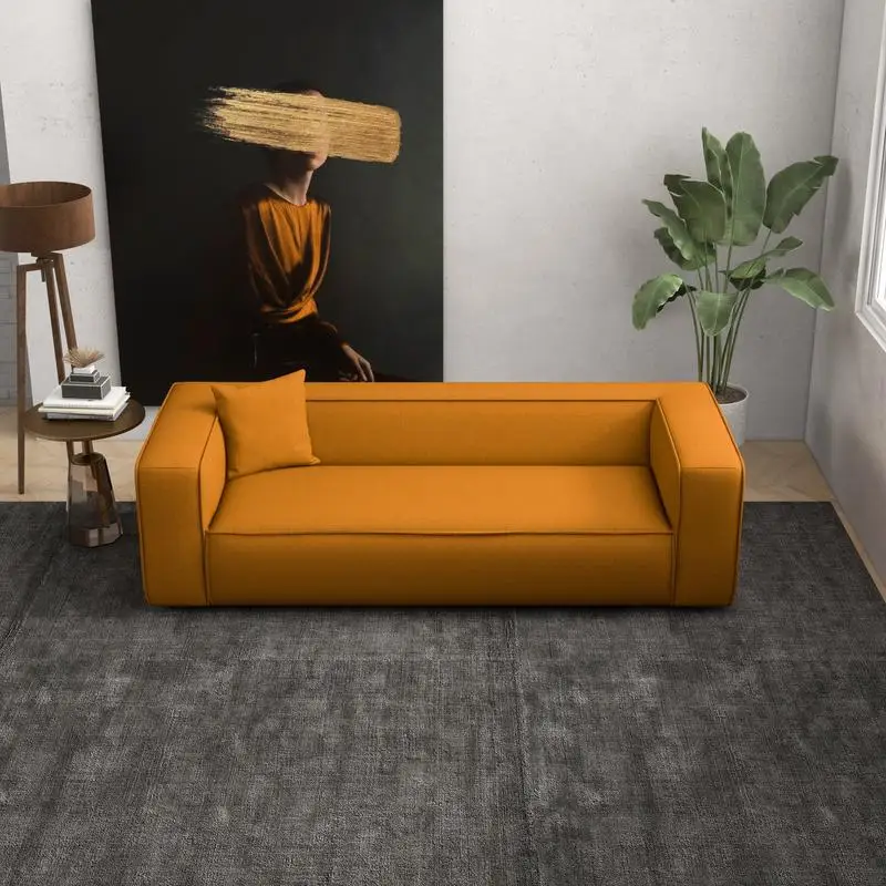 

Современный темно-желтый диван-букле со съемными ножками и пеной высокой плотности, 26,5 дюймов В x 92 дюйма Ш x 37,5 дюйма для гостиной или спальни